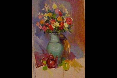 Floral and Vase Still by Mary Bell
